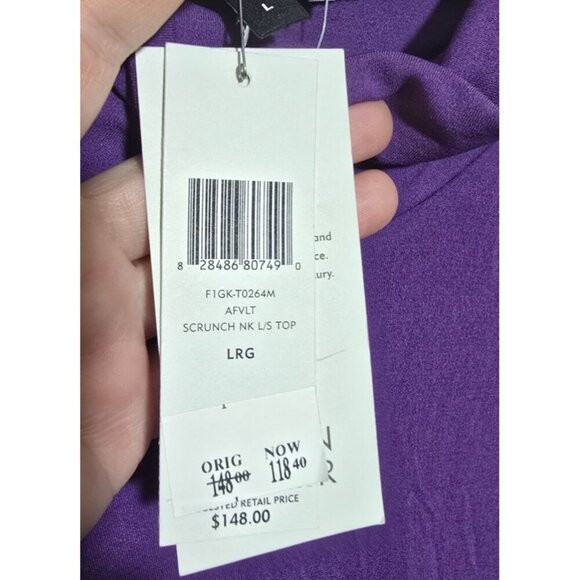 Eileen Fisher Turtleneck Sweater Silk L Purple Basics Layering Breathable Comfy - Picture 10 of 14